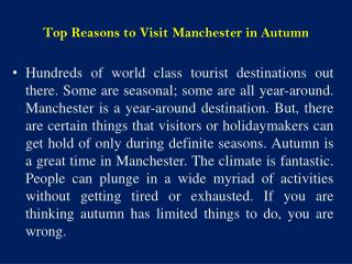 Top Reasons to Visit Manchester in Autumn