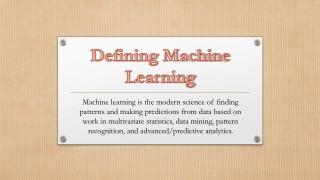 Defining Machine Learning