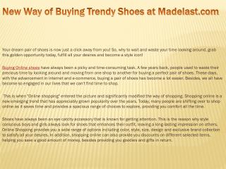 New Way of Buying Trendy Shoes at Madelast.com