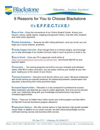 9 Reasons for You to Choose Blackstone