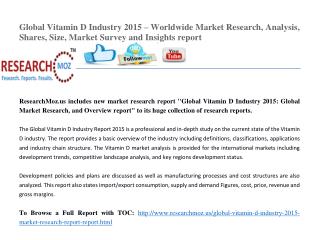 Global Vitamin D Industry 2015 Market Research Report