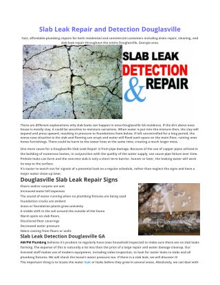 Slab Leak Repair Douglasville GA