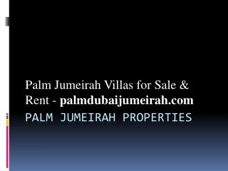 Palm Jumeirah Properties - Palm Jumeirah Dubai