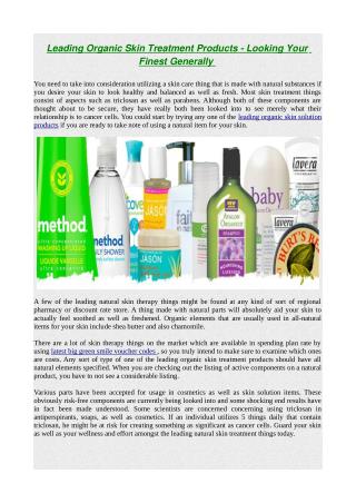 Leading organic skin treatment products looking your finest generally