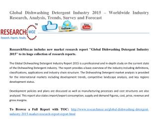 Global Dishwashing Detergent Industry 2015 Market Research Report