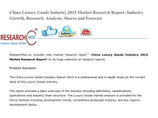 China Luxury Goods Industry 2015 Market Research Report