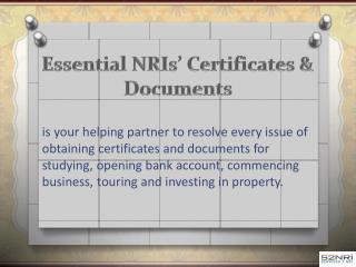 Essential NRIs’ certificates & documents