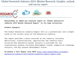 Global Geotextile Industry 2015 Market Research Report