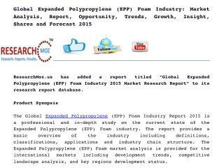 Global Expanded Polypropylene (EPP) Foam Industry: Market Analysis, Report, Opportunity, Trends, Growth, Insight, Shares