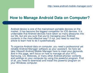 How to Manage Android Data on Computer?