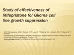 Study of effectiveness of Mifepristone for Glioma cell line growth suppression