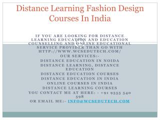 Distance Learning Fashion Design Courses In India