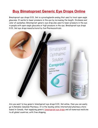 Bimatoprost Shipped From Usa