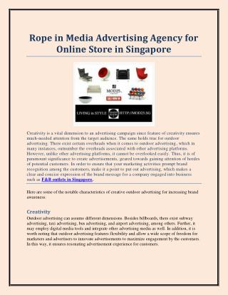 Rope in Media Advertising Agency for Online Store in Singapore