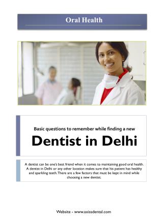 Basic questions to remember while finding a new dentist in Delhi