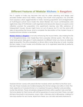 Different Features of Modular Kitchens in Bangalore