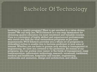 Bachelor Of Technology