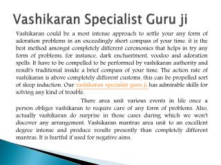 Vashikaran Specialist Guru ji