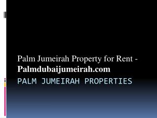 Palm Jumeirah Property for Rent - Palm Jumeirah Dubai
