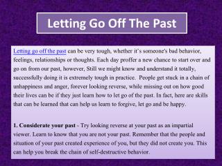 Letting Go Off The Past