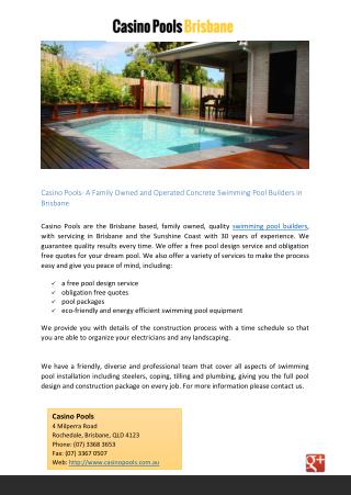 Casino Pools- A Family Owned and Operated Concrete Swimming Pool Builders in Brisbane