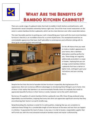 What Are the Benefits of Bamboo Kitchen Cabinets?