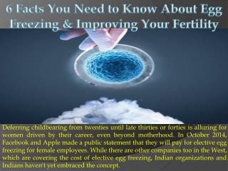 6 Facts You Need to Know About Eggs Freezing and Improving Your Fertility