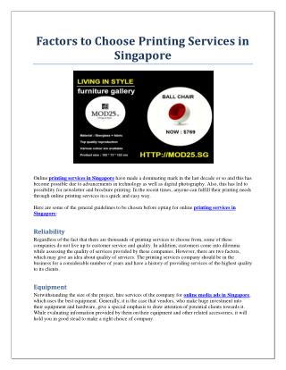Factors to Choose Printing Services in Singapore