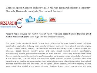 Chinese Speed Cement Industry 2013 Market Research Report