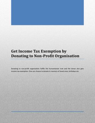Get Income Tax Exemption by Donating to Non-Profit Organisation