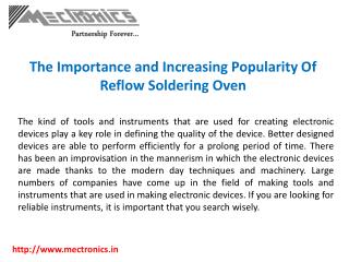 The Importance and Increasing Popularity Of Reflow Soldering Oven