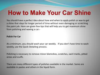 How to Make Your Car Shine
