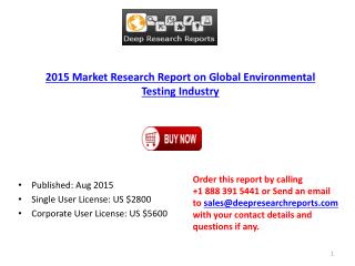 Environmental Testing Industry Worldwide Strategy and 2020 Forecasts