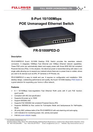 8 Port Unmanaged POE Fast Ethernet Switch Supplier -OEM