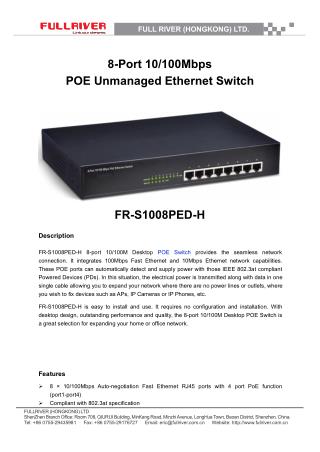 8 Port 10/100Mbps Unmanaged POE Fast Ethernet Switch Supplier
