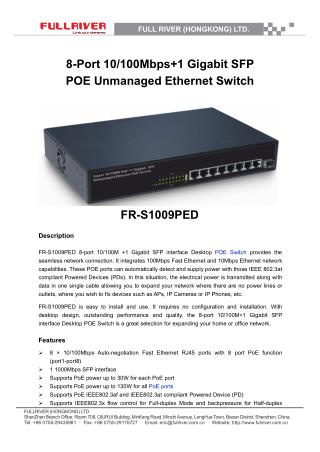 8 port Gigabit SFP POE Unmanaged Switch Supplier OEM gigabit ethernet switch