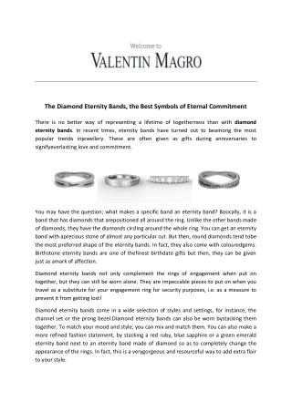 The Diamond Eternity Bands, the Best Symbols of Eternal Commitment