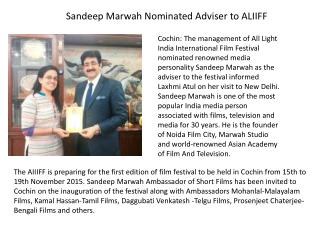 Sandeep Marwah Nominated Adviser to ALIIFF