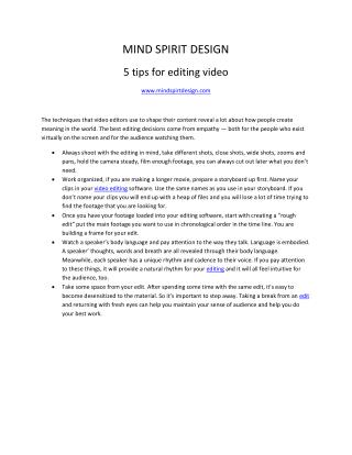 5 tips for editing video