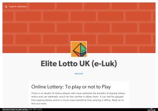 Online Lottery: To play or not to Play