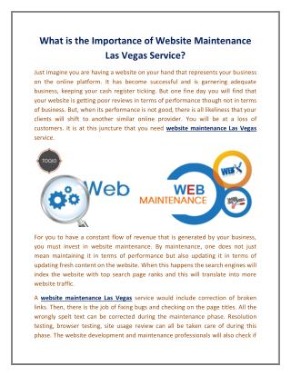 What is the Importance of Website Maintenance Las Vegas Service?