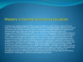 Masters in commerce distance education