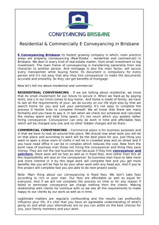 Residential & Commercially E Conveyancing in Brisbane