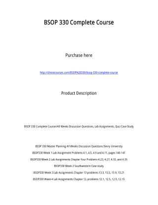 BSOP 330 Complete Course