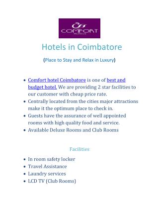 Hotels in Coimbatore