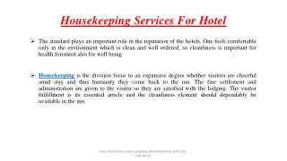 Housekeeping Services for hotel