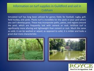 Information on turf supplies in Guildford and soil in Cobham