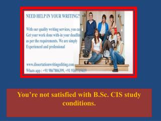 You’re not satisfied with B.Sc. CIS study conditions.