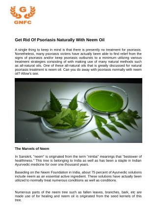 Get Rid Of Psoriasis Naturally With Neem Oil