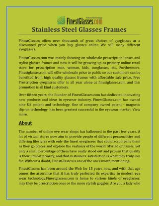 Stainless Steel Glasses Frames